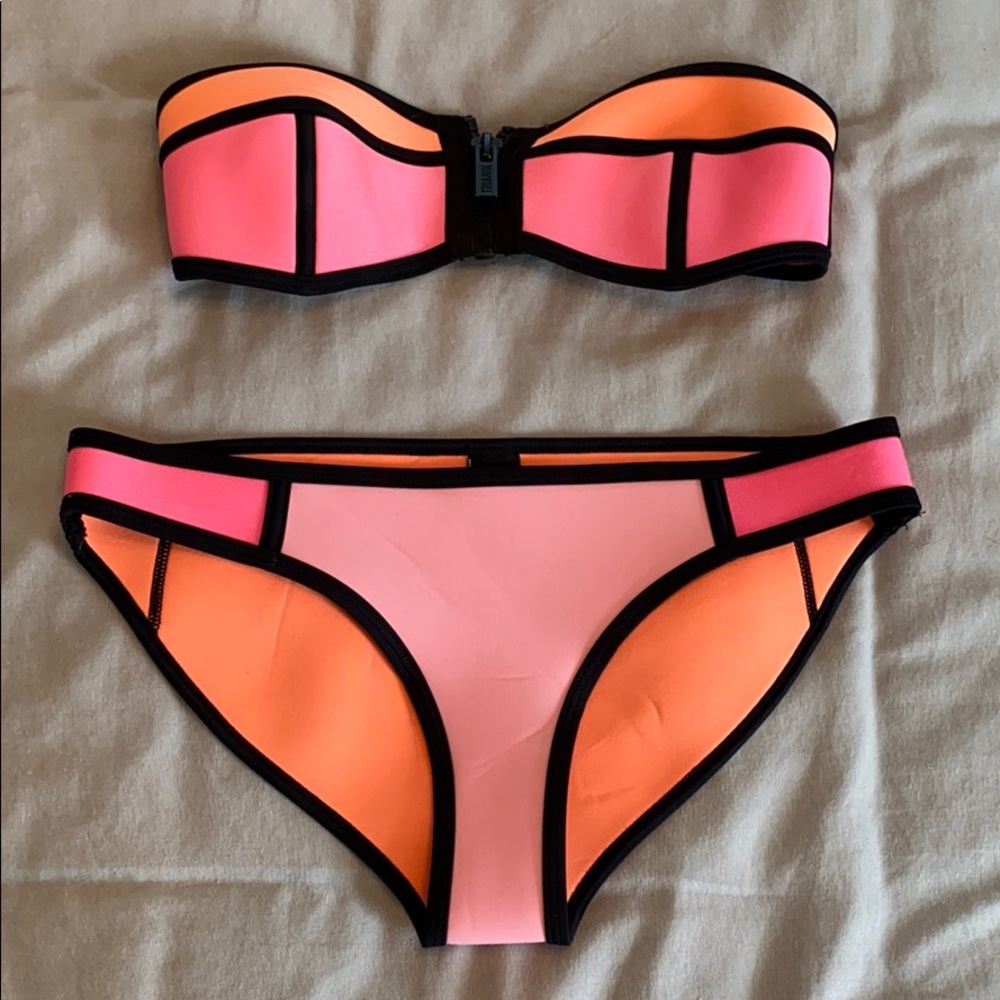 Triangl bandeau pink and orange neon bikini